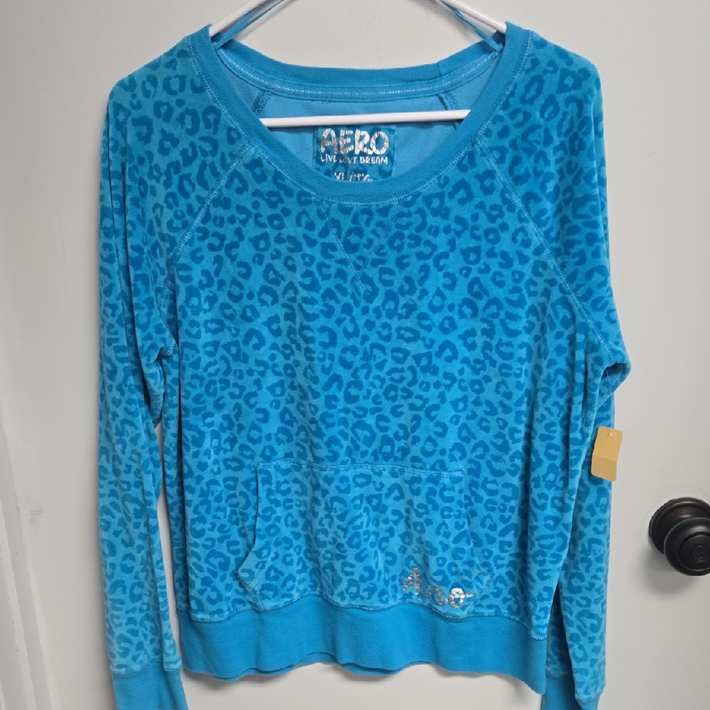 Aeropostale Turquoise Leopard Print Top